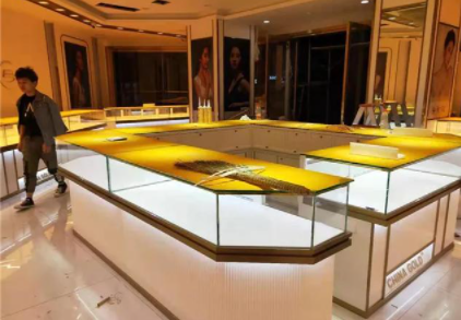 展示柜臺(tái)定制，高端不銹鋼珠寶展示柜
